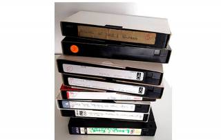 VHS tapes stack