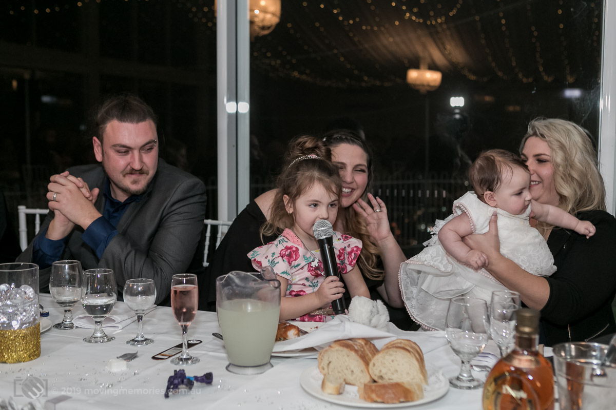 big-sister-decides-to-speak-to-the-guests-at-the-reception-for-Baby-Girl-Andrea-Christening-at-Panorama-House-Bulli-Tops-near-Wollongong